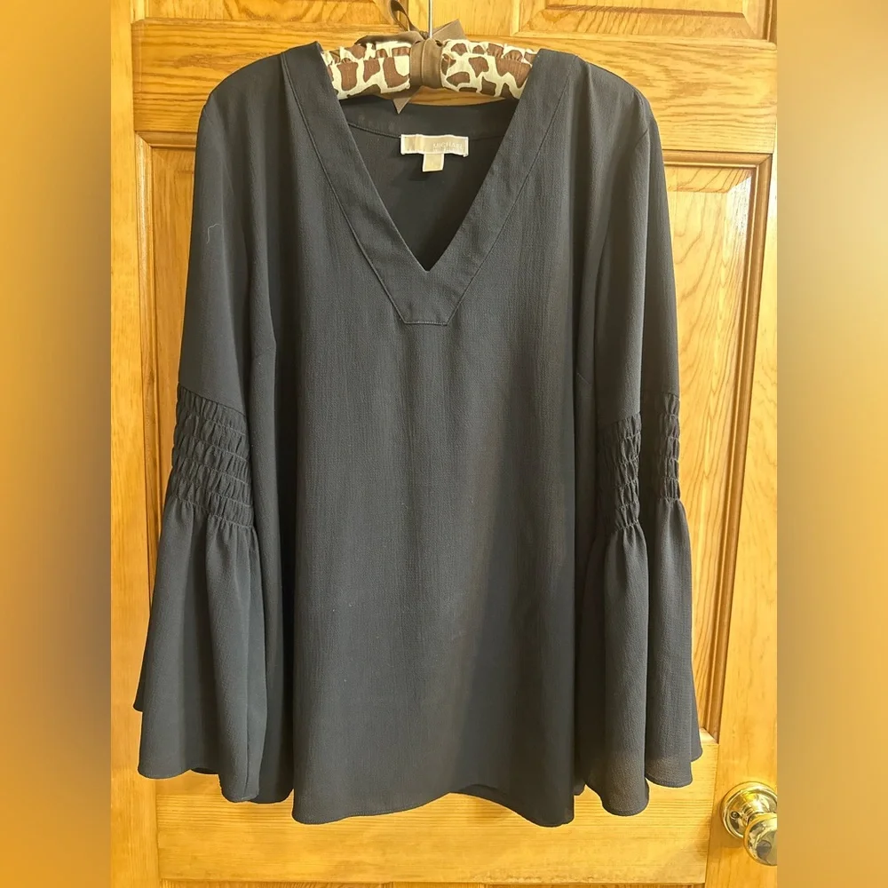 Michael Kors Black Bell Sleeve Blouse - Picture 2 of 5